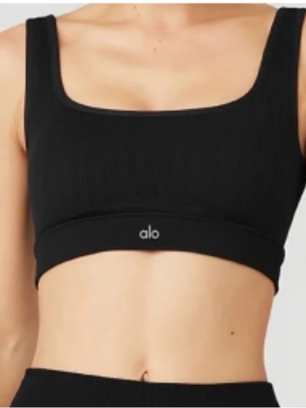 ALO Yoga cable knit black sports bra yoga Pilates gym activewear running size XS